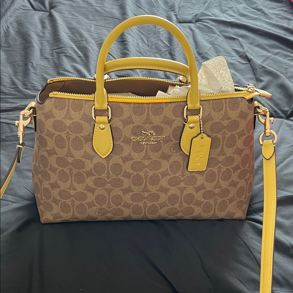 Coach Tan and Yellow Signature Satchel